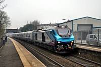 68024 'Centaur' hauling a TPE Longsight-Scarborough test train through Castleton at 1238/28.02.2019. Alwyn Smith